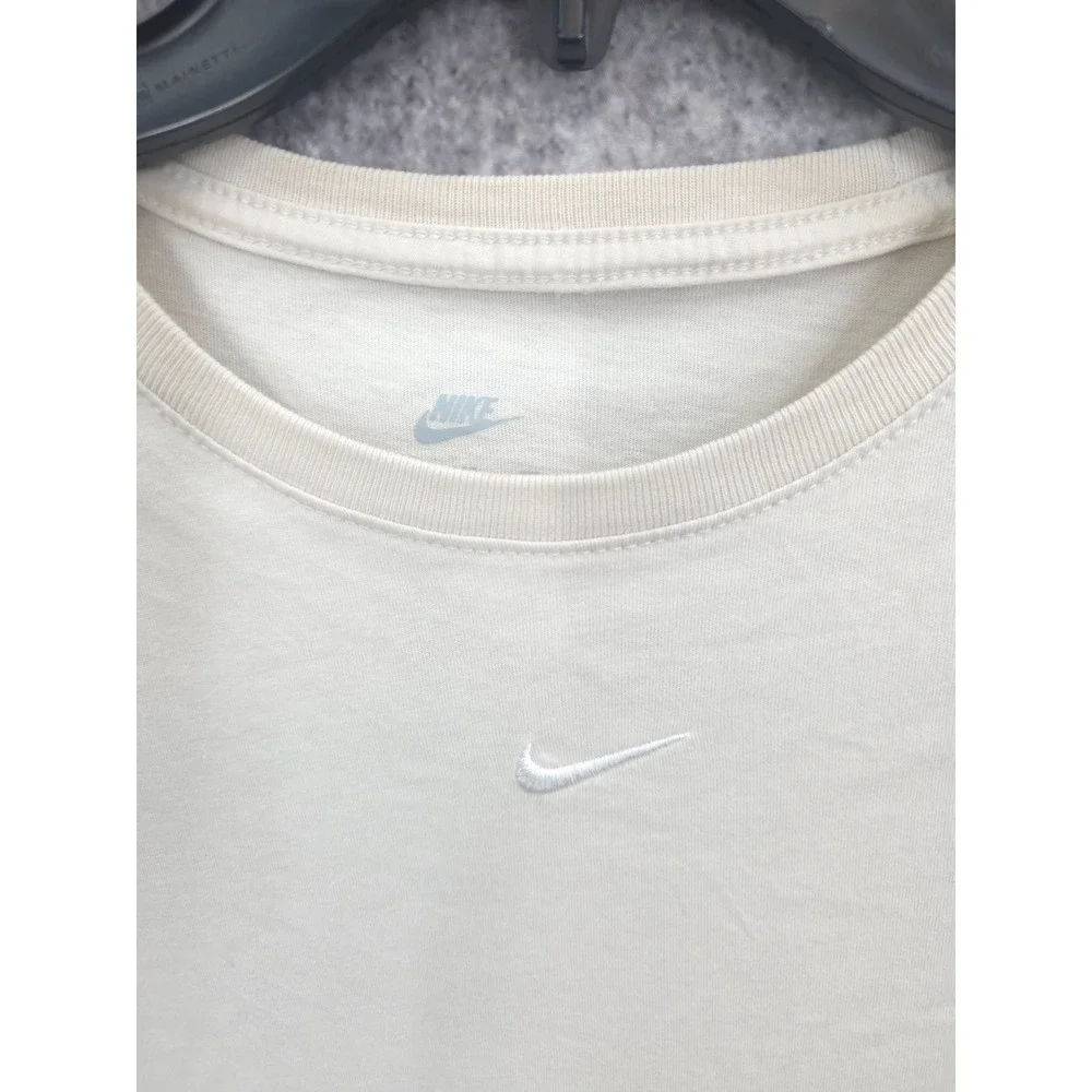 Nike T Shirt Womens XS Off White Crewneck‎ Swoosh Long Sleeve Athletic Cotton